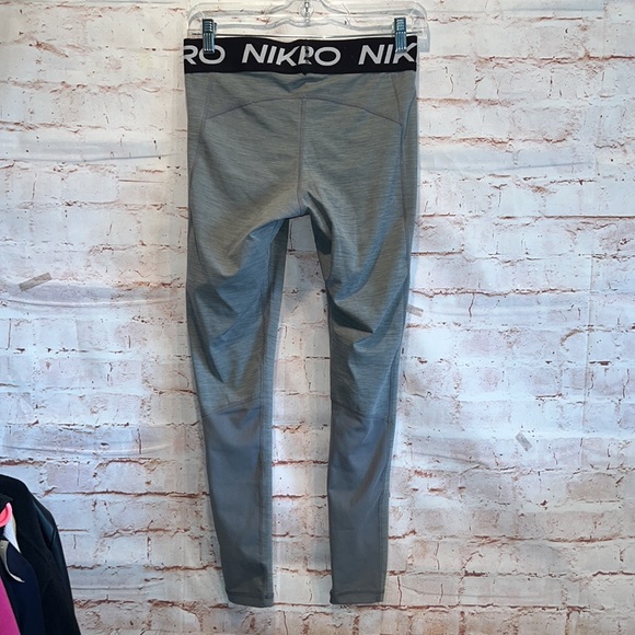 Nike Pro mid rise mesh paneled leggings training ankle length grey fitted Medium - Picture 5 of 15